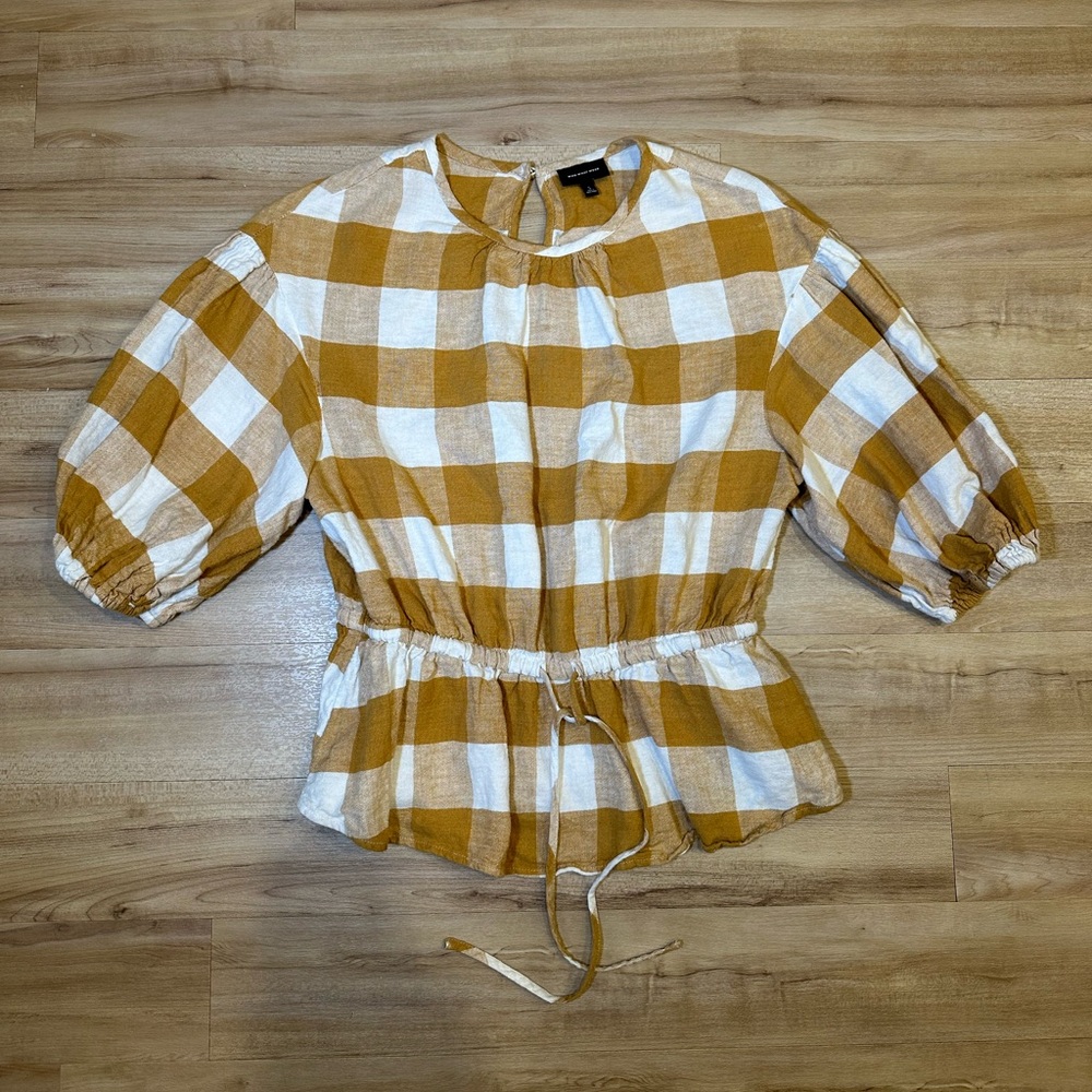 Who What Wear Gingham Blouse Size Small
